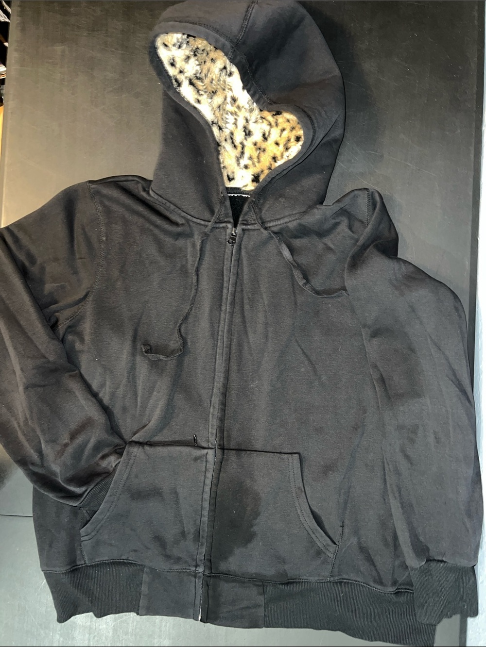 Men's Black Sherpa-Lined Zip Hoodie